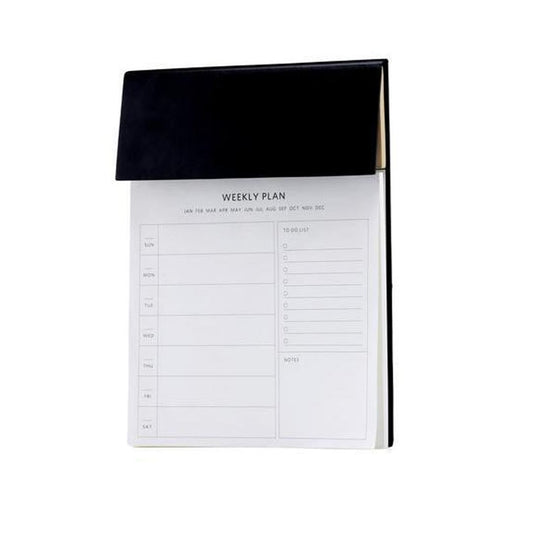 A4 Ruled Desk Notepad with Pen, Ruler and U-clips