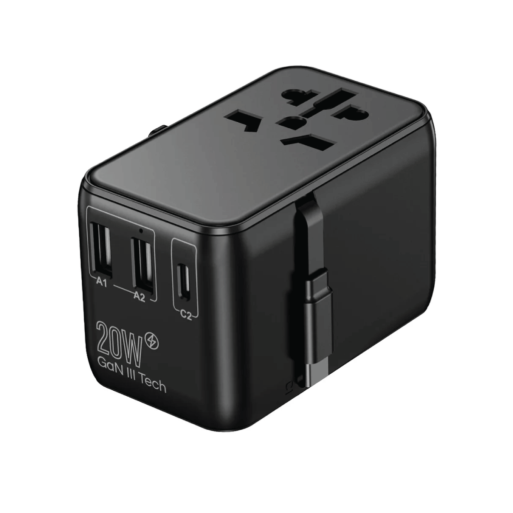 Travel Adaptor With Built In USB-C Cable