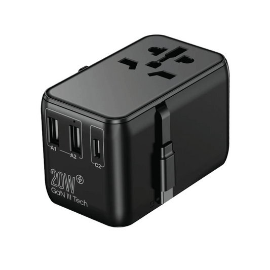 Travel Adaptor With Built In USB-C Cable