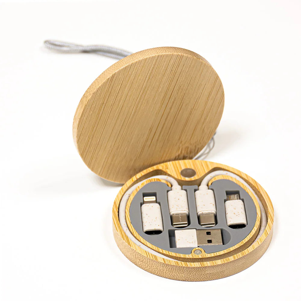 Bamboo Charging Cable Set Round