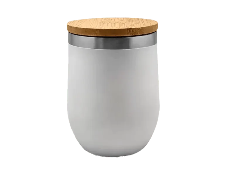 Stainless steel double wall cup with bamboo lid
