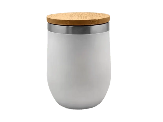 Stainless steel double wall cup with bamboo lid