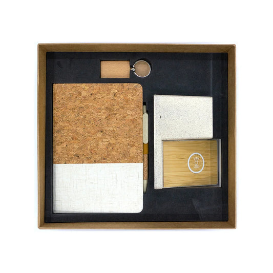 Giftset with Cork Notebook and Wireless desk Charger