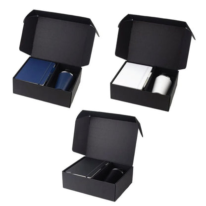 Gift Set Of Double Walled Tumbler, A5 Notebook And Pen – Navy Blue