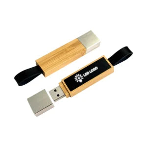 Bamboo LED Logo USB With Strap 16GB V. 3.0