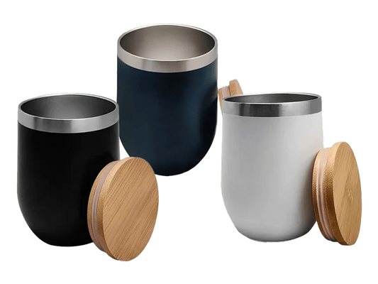 Stainless steel double wall cup with bamboo lid