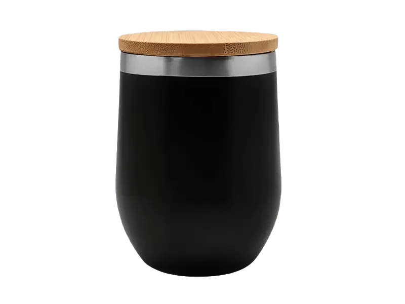 Stainless steel double wall cup with bamboo lid